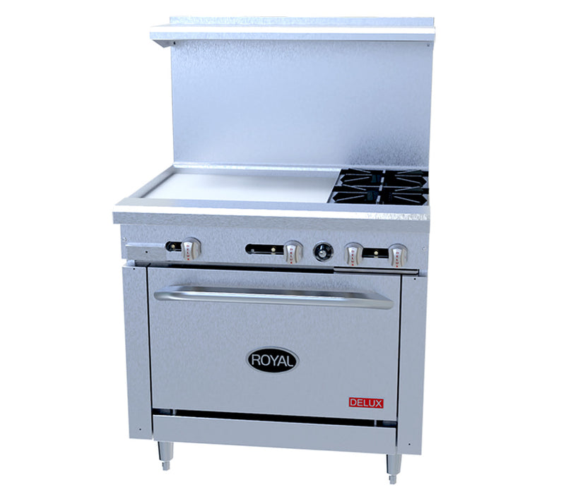 Delux Series Range 36"w, Gas, 6 Burners, Standard Oven