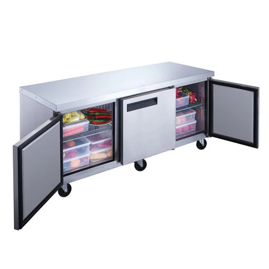 3-Door Undercounter Commercial Refrigerator in Stainless Steel